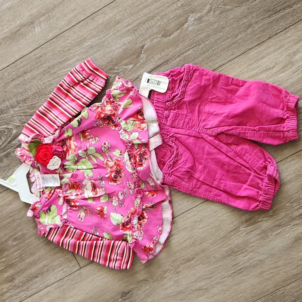 Baby Nay corduroy pink floral set